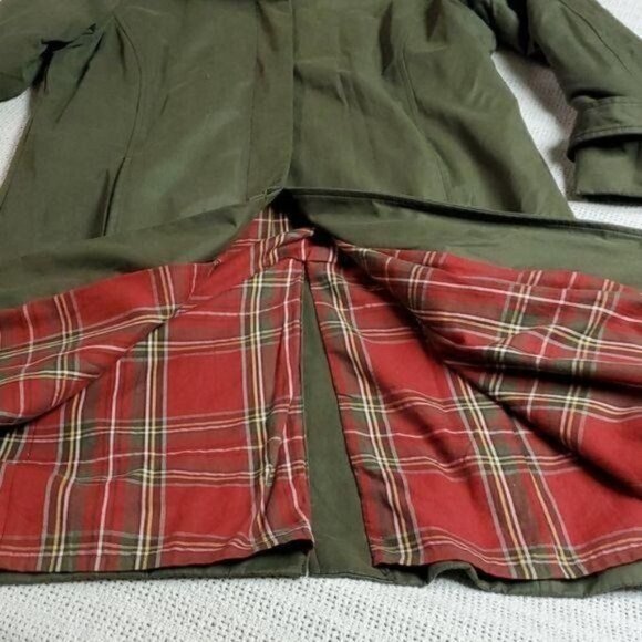 Pendleton Nylon Wool Long Lined Army Green Rain or Trench Coat with Pocket - Picture 8 of 12